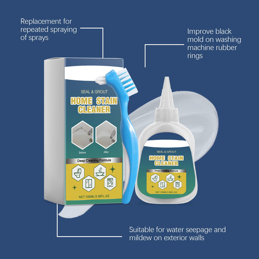 Isilila® Household Stain Remover Gel 🧴, Deep Cleaning Gel with Brush 🧽, perfect for tile grout 🏠, washing machine seals 🧺, refrigerator rubber ❄️, wall and shower stains 🚿