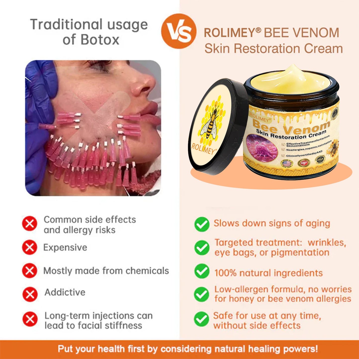 🍈💫(Made in USA)💎FDA Approved: Rolimey® Bee venom peptides+botox Pro Comprehensive Cream —Tightening for Skin Types 🔥