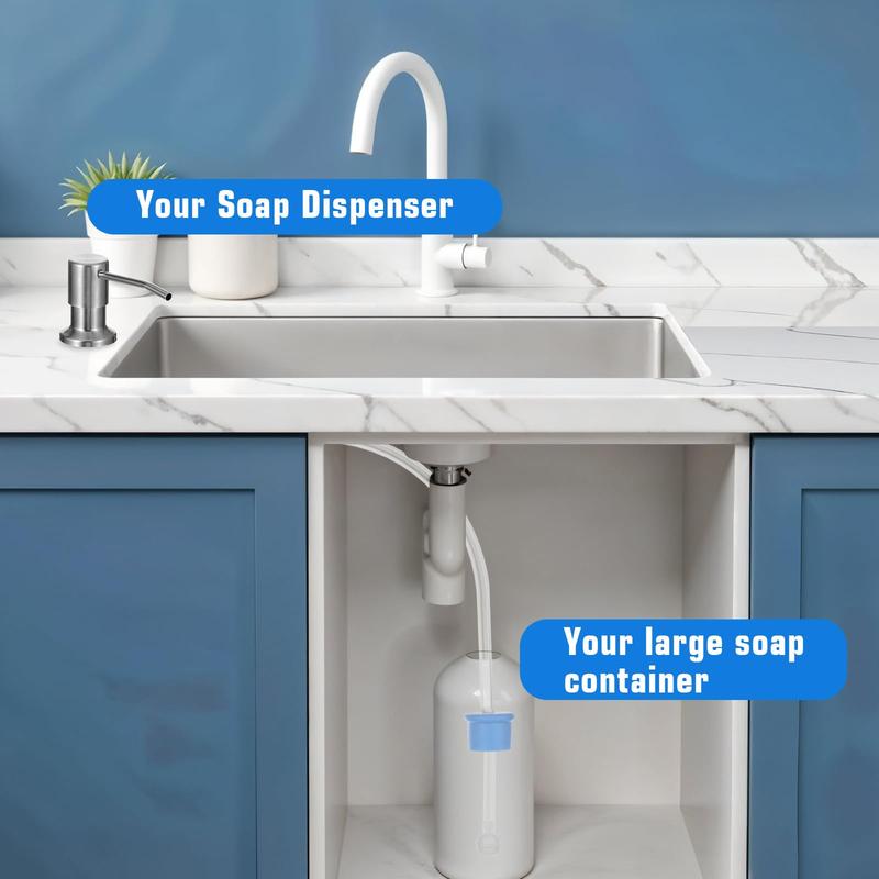 Isilila®Dish Soap Dispenser for Kitchen Sink, Countertop Sink Soap Dispenser Water Pump with 105cm No-Spill Extension Tube Kit Design for Kitchen Bathroom, No More Refills-LU