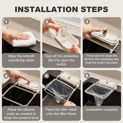 🔥Isilila®Suction Cup Sink Filter Rack – Easy Install, Foldable, Mess-Free Kitchen Helper! 50 Free Sink Strainer Nets Included ✨