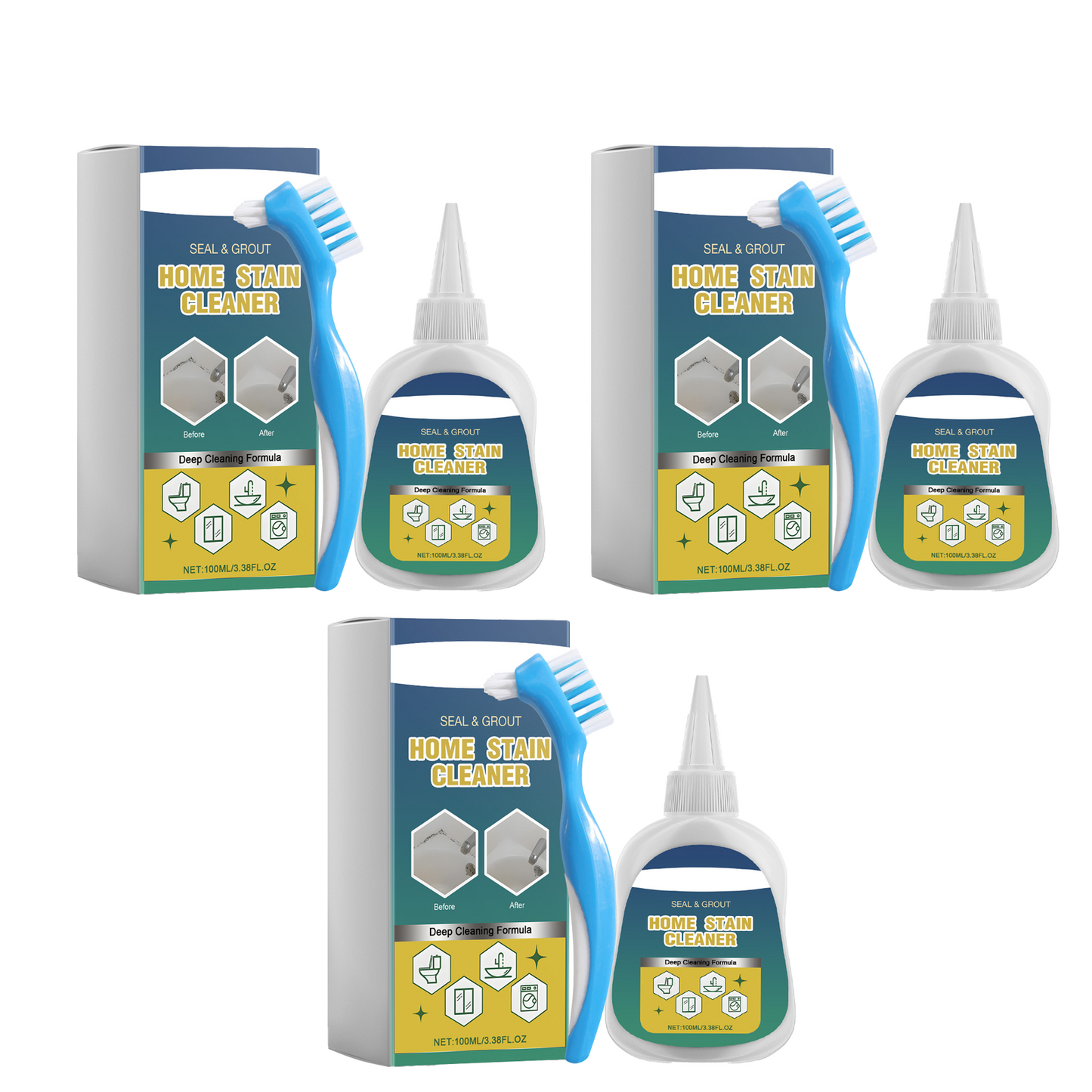 Isilila® Household Stain Remover Gel 🧴, Deep Cleaning Gel with Brush 🧽, perfect for tile grout 🏠, washing machine seals 🧺, refrigerator rubber ❄️, wall and shower stains 🚿