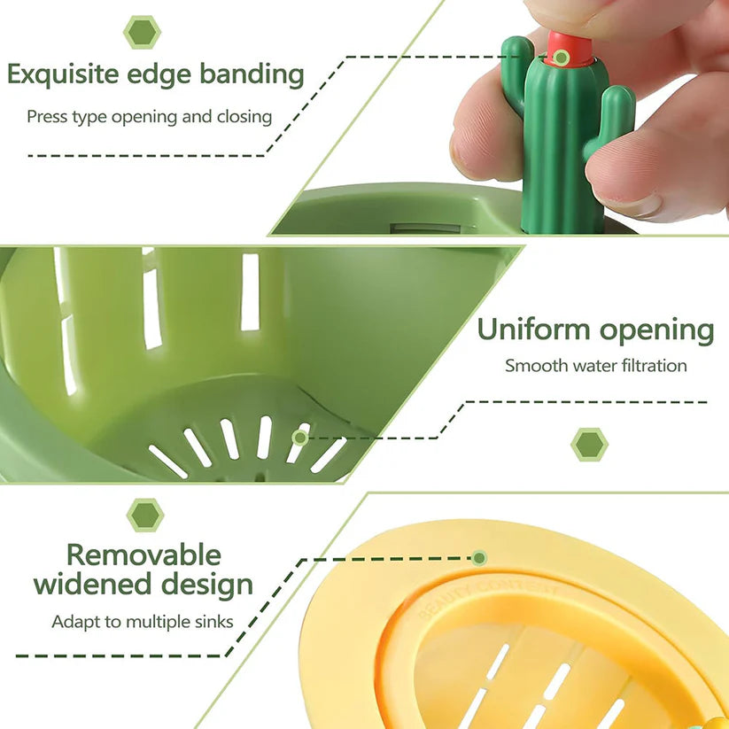 🔥🔥Cactus-Shaped Isilila® Kitchen Sink Drain Strainer ✨Upgraded Design — Features a widened rim that fits 99% of sinks, ensuring a stable, wobble-free hold 🎁
