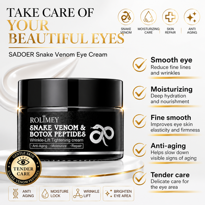🎁💫 (Made in USA) - Rolimey® Snake Venom Peptide & Botox Wrinkle-Lift Tightening eye Cream with Collagen Peptides, 2026 New Tighten & Lift Cream for Face & Eye Area, for under-eye bags, fine lines around the eyes, dark circles, and sagging skin